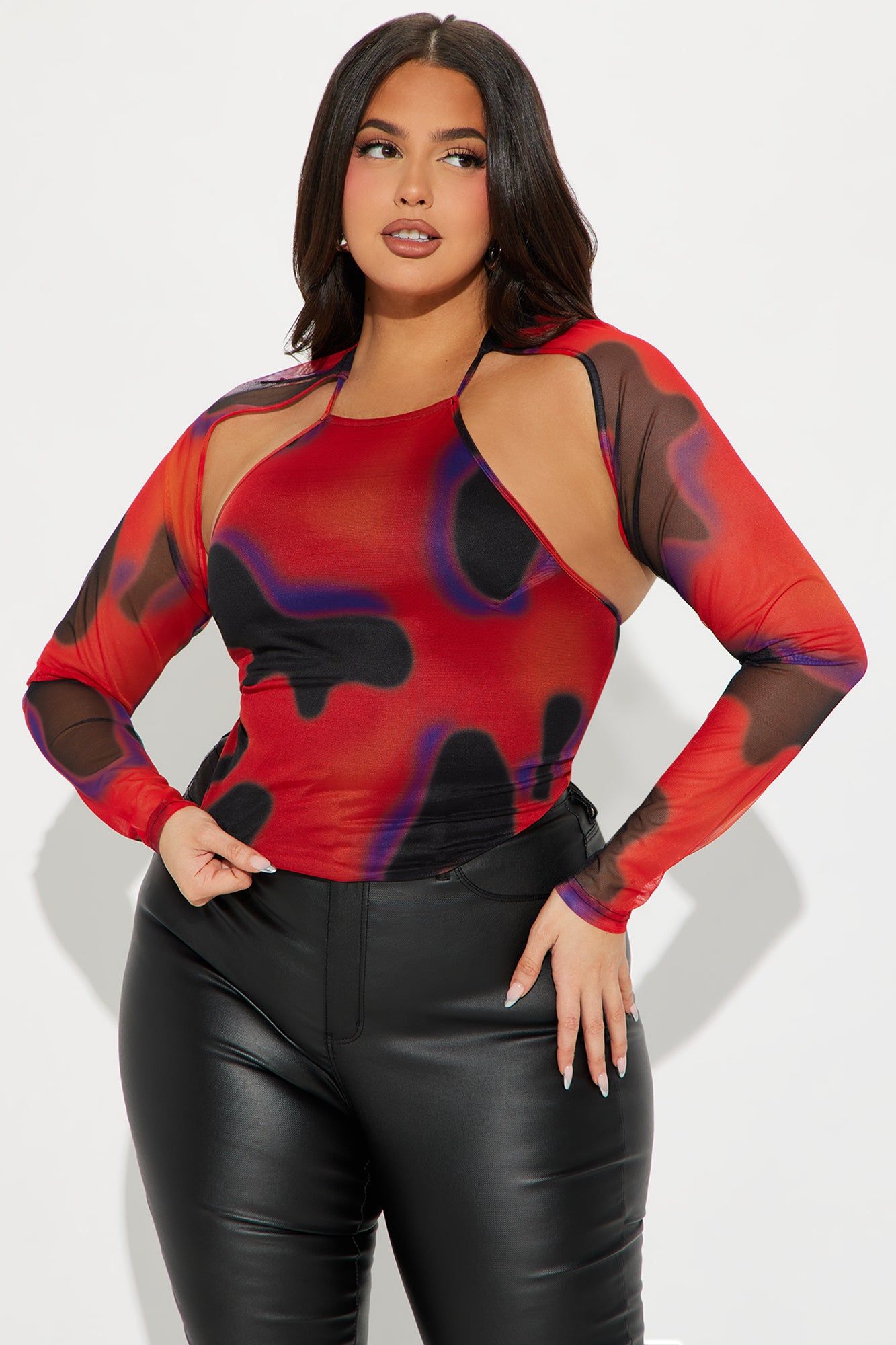 Spicin It Up Mesh Top - Red/combo sold by Fashion Nova product image thumbnail 4