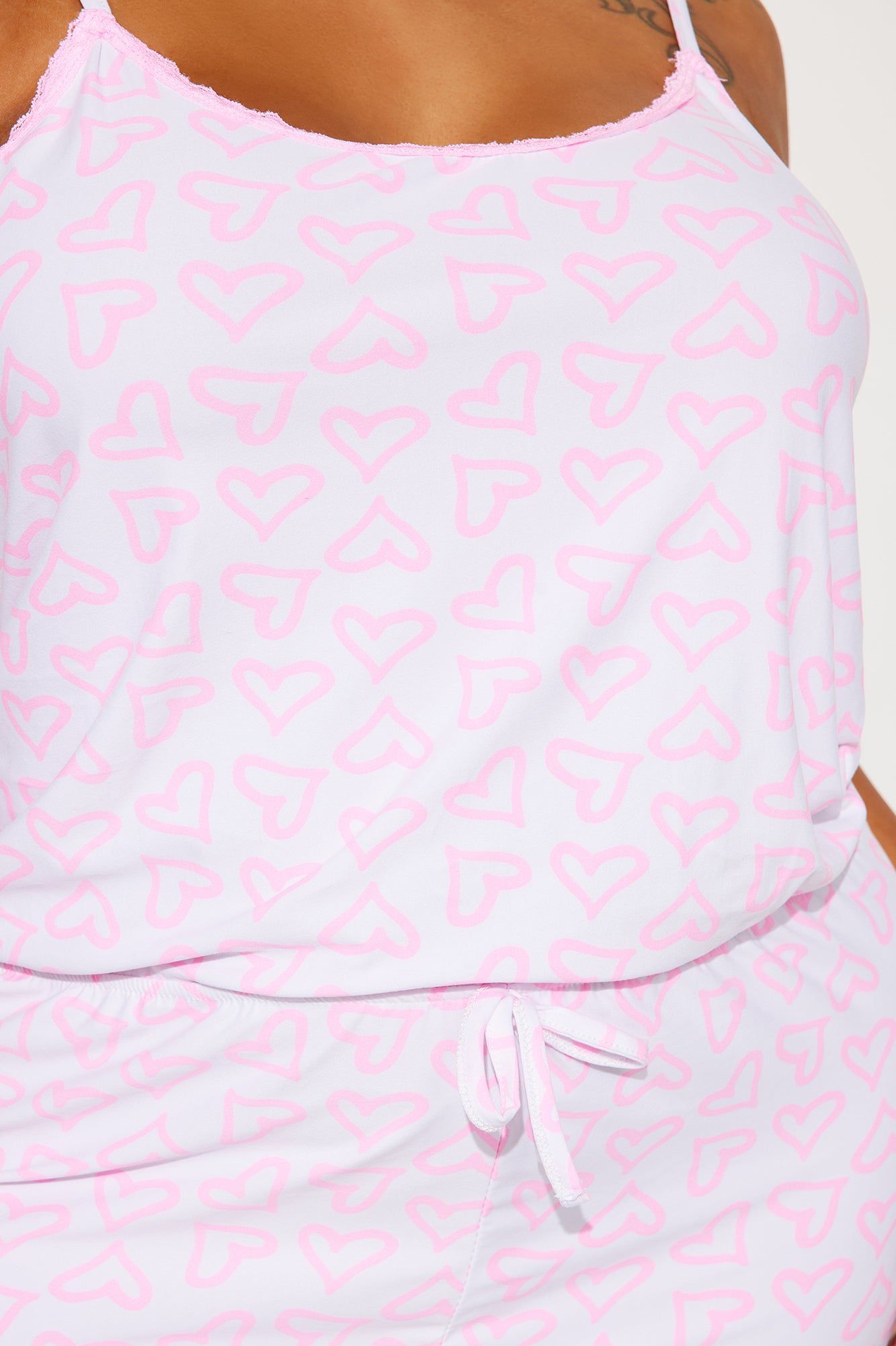 It's All Love Cami PJ Romper Onesie - White/Pink sold by Fashion Nova product image thumbnail 5