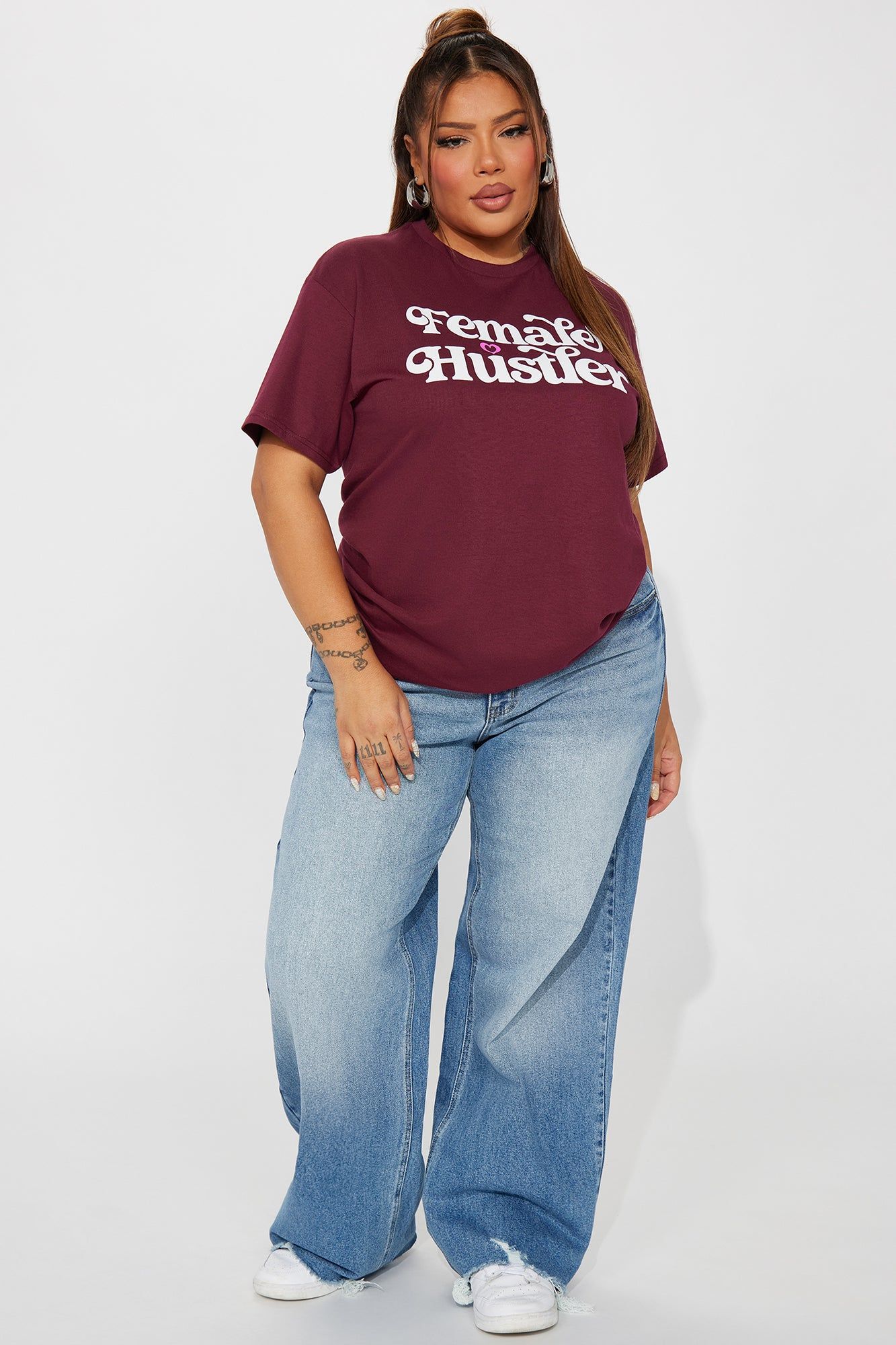 Female Hustler Graphic Tee - Burgundy sold by Fashion Nova product image thumbnail 5