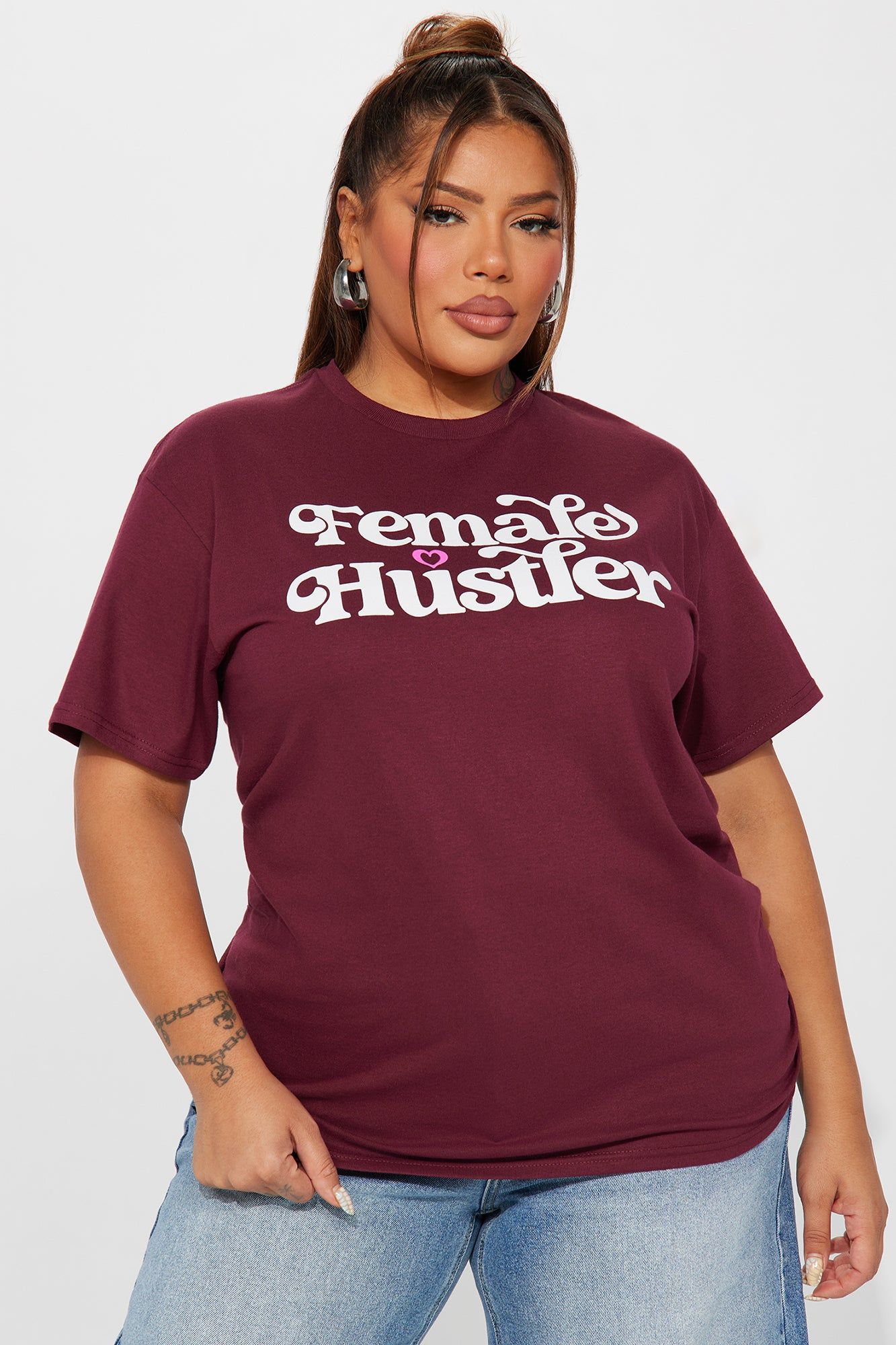 Female Hustler Graphic Tee - Burgundy sold by Fashion Nova product image thumbnail 4