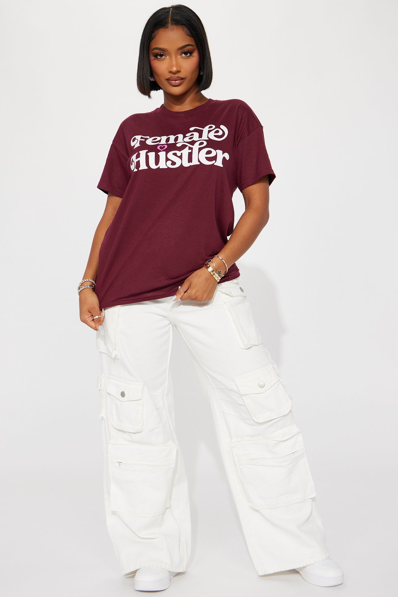 Female Hustler Graphic Tee - Burgundy sold by Fashion Nova product image thumbnail 2