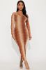 Body Moves Mesh Midi Dress - Brown/combo sold by Fashion Nova