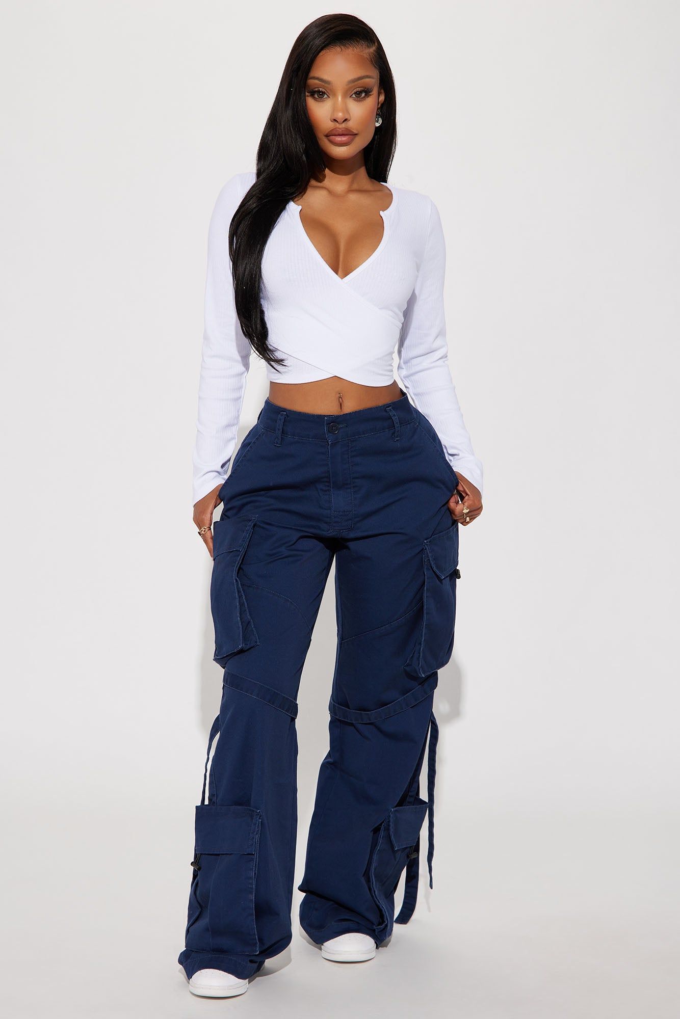 Katrina Long Sleeve Crop Top - White sold by Fashion Nova product image thumbnail 2