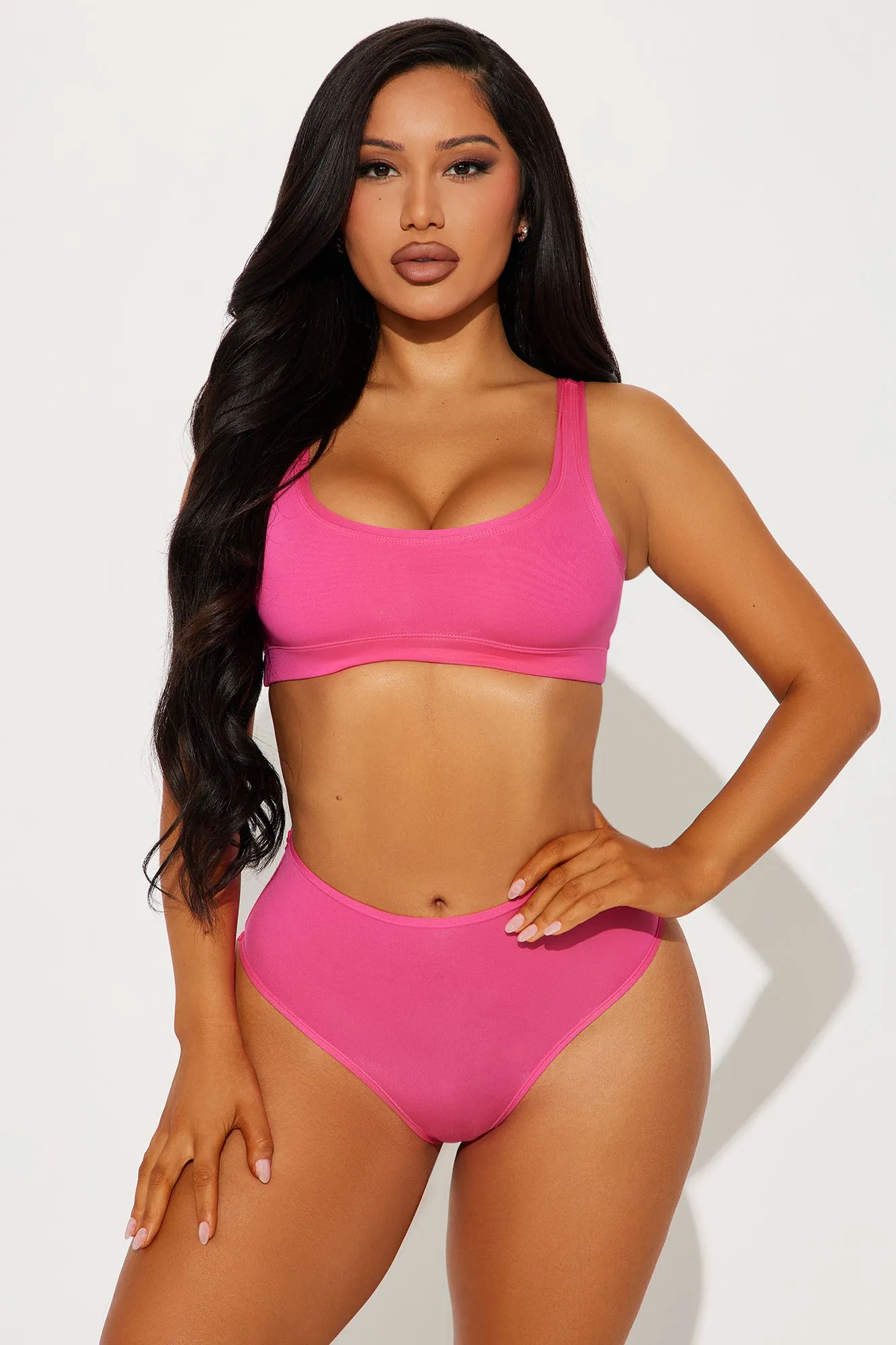 Light As A Feather Microfiber High Cut Thong Panty - Hot Pink sold by Fashion Nova product image thumbnail 2
