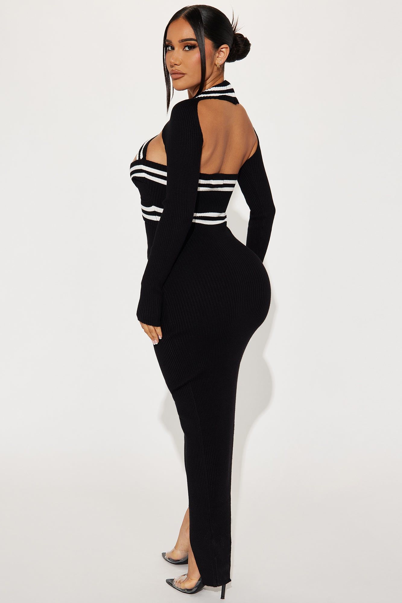 Ella Sweater Midi Dress - Black/White sold by Fashion Nova product image thumbnail 3