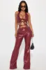 Super Down Faux Leather Jumpsuit - Burgundy sold by Fashion Nova