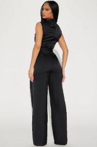 Hustle And Grind Satin Jumpsuit - Black sold by Fashion Nova