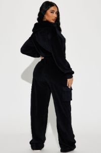 Saint Rhinestone Velour Pant Set - Black sold by Fashion Nova