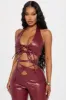 Super Down Faux Leather Jumpsuit - Burgundy sold by Fashion Nova