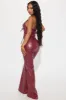 Super Down Faux Leather Jumpsuit - Burgundy sold by Fashion Nova