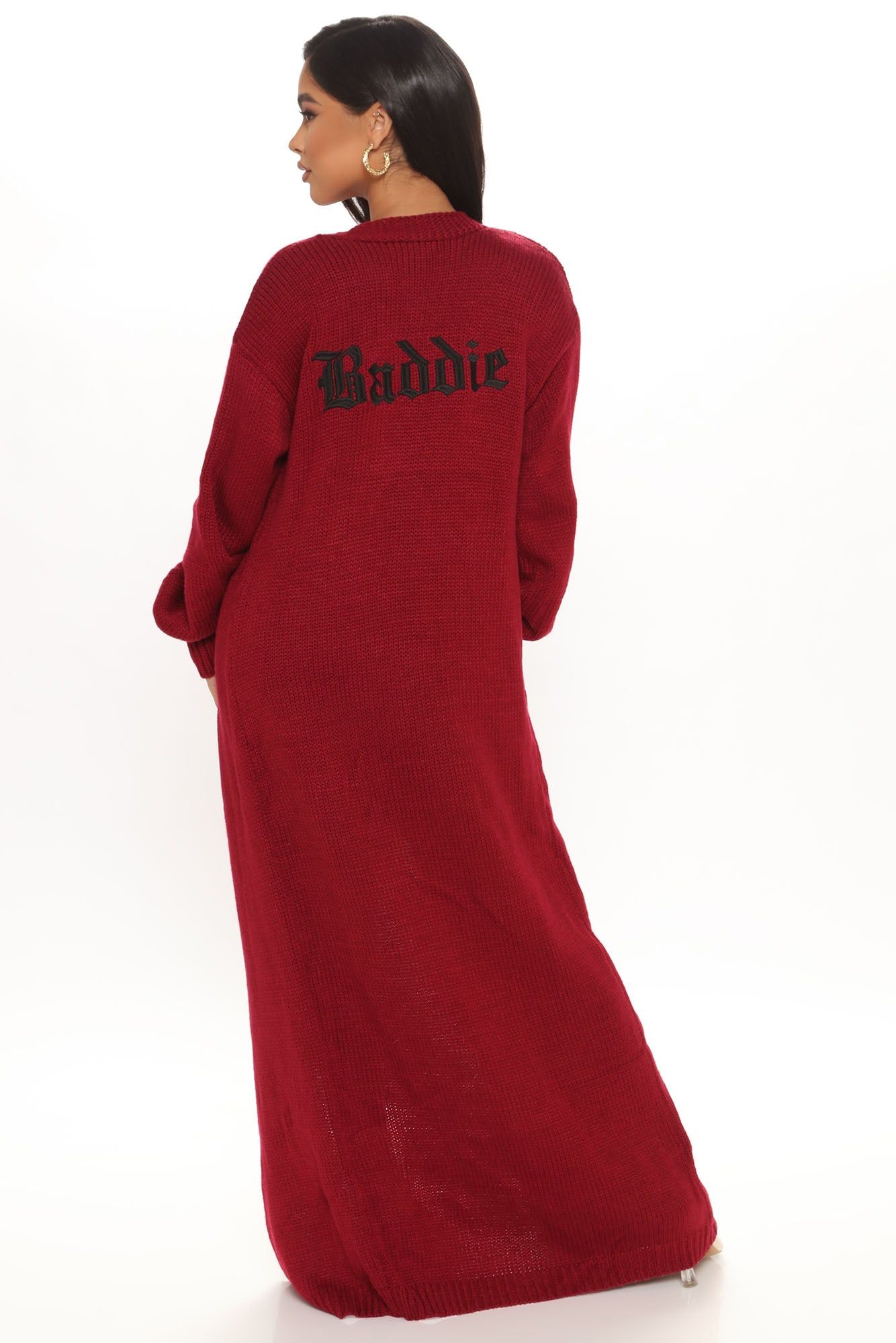 Tall She's A Baddie 3 Piece Sweater Skirt Set - Wine sold by Fashion Nova product image thumbnail 3