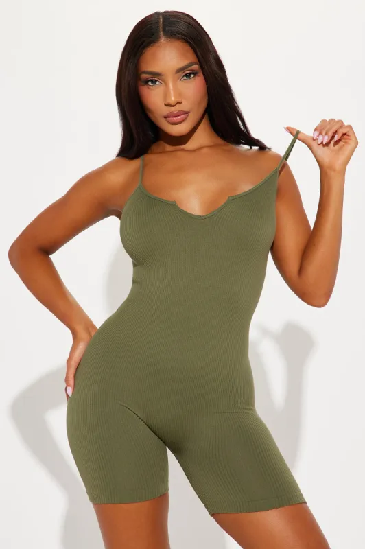 Indie Seamless Romper - Olive sold by Fashion Nova
