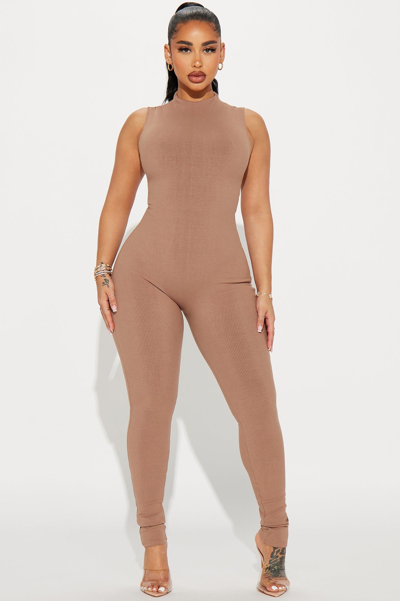 Amber Snatched Jumpsuit - Nude sold by Fashion Nova