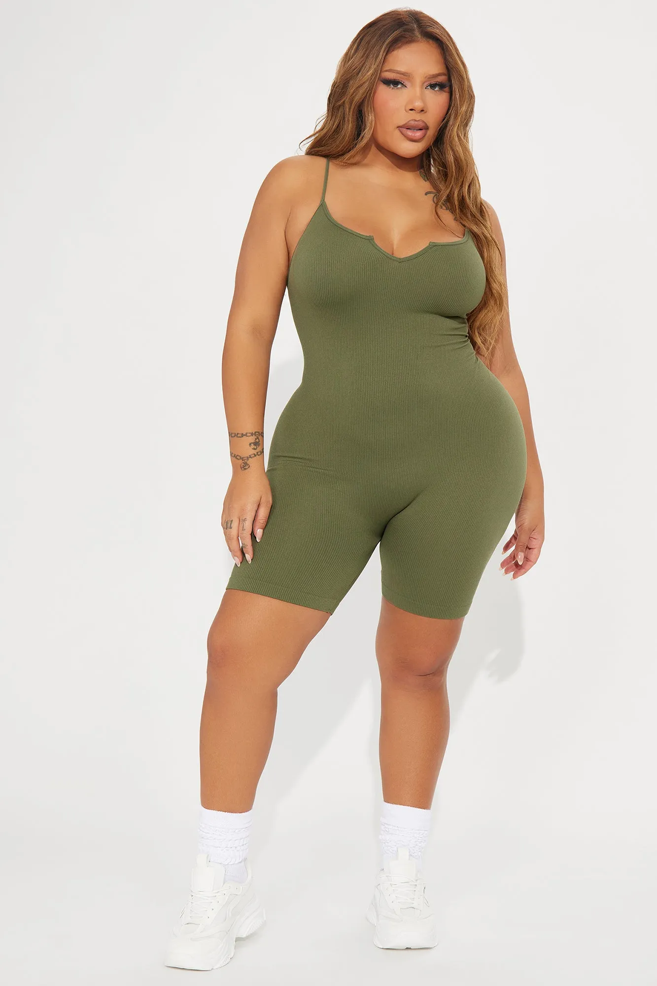 Indie Seamless Romper - Olive sold by Fashion Nova product image thumbnail 5