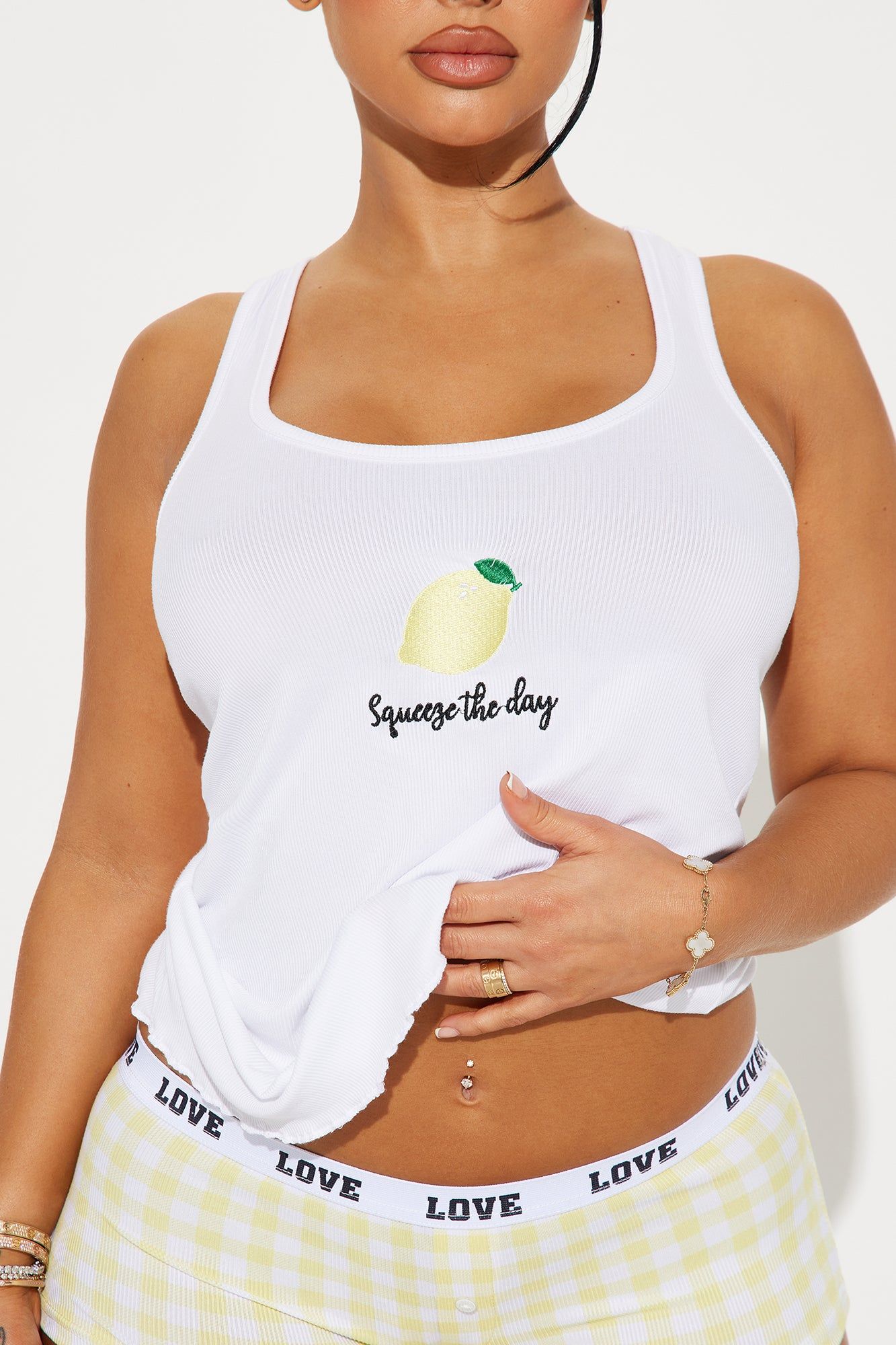 Squueze The Day PJ Boyshort Set - Yellow/combo sold by Fashion Nova product image thumbnail 2