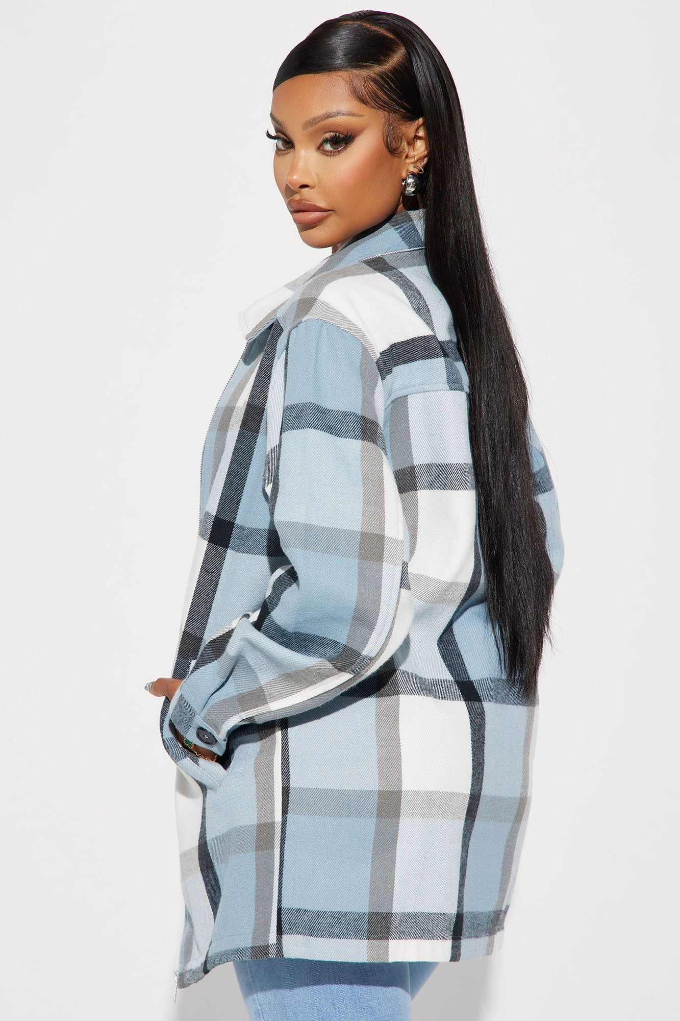Check Mate Plaid Shacket - Blue/combo sold by Fashion Nova product image thumbnail 3