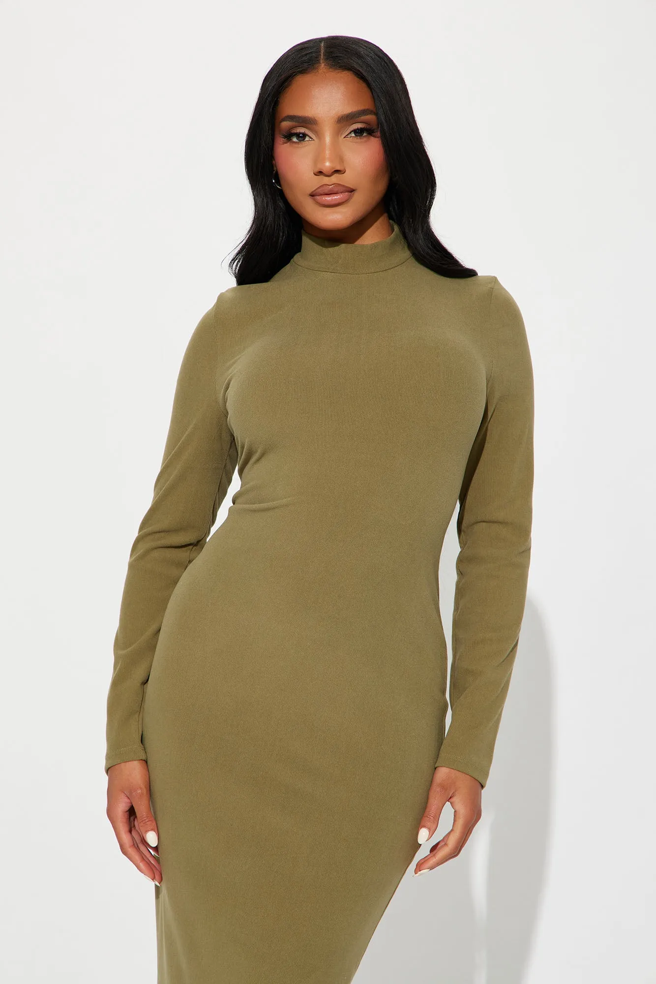 Maria Mock Neck Maxi Dress - Olive sold by Fashion Nova product image thumbnail 2