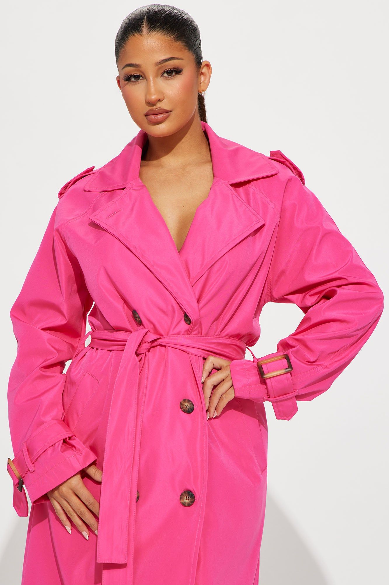 Keep Your Promise Trench Coat - Fuchsia sold by Fashion Nova product image thumbnail 2