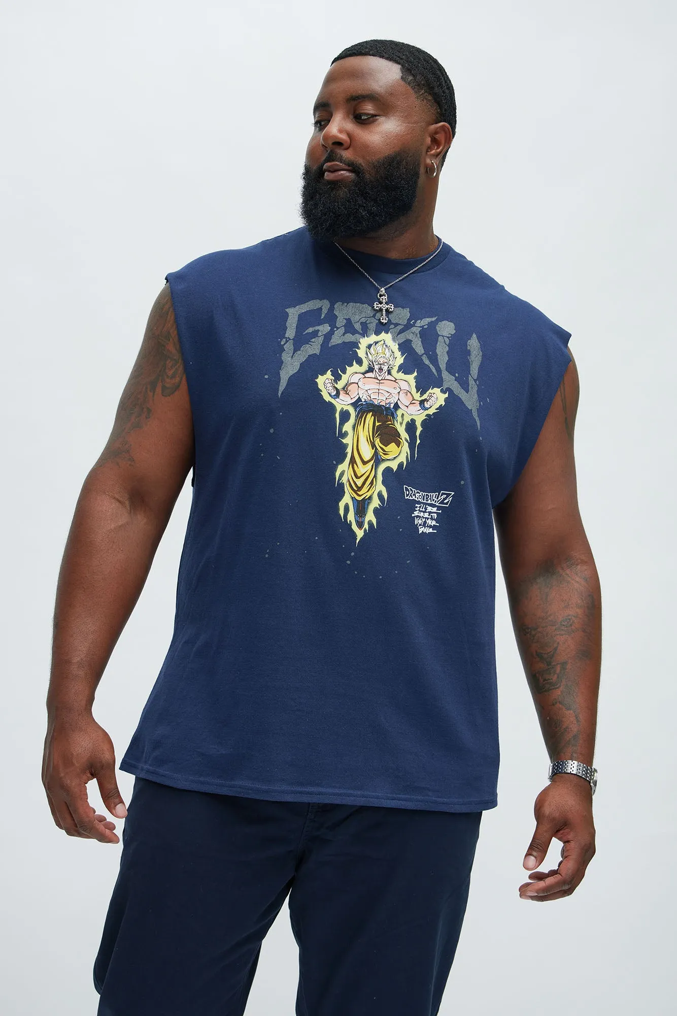 Dragon Ball Z Super Saiyan Goku Sleeveless Tee - Navy sold by Fashion Nova product image thumbnail 5