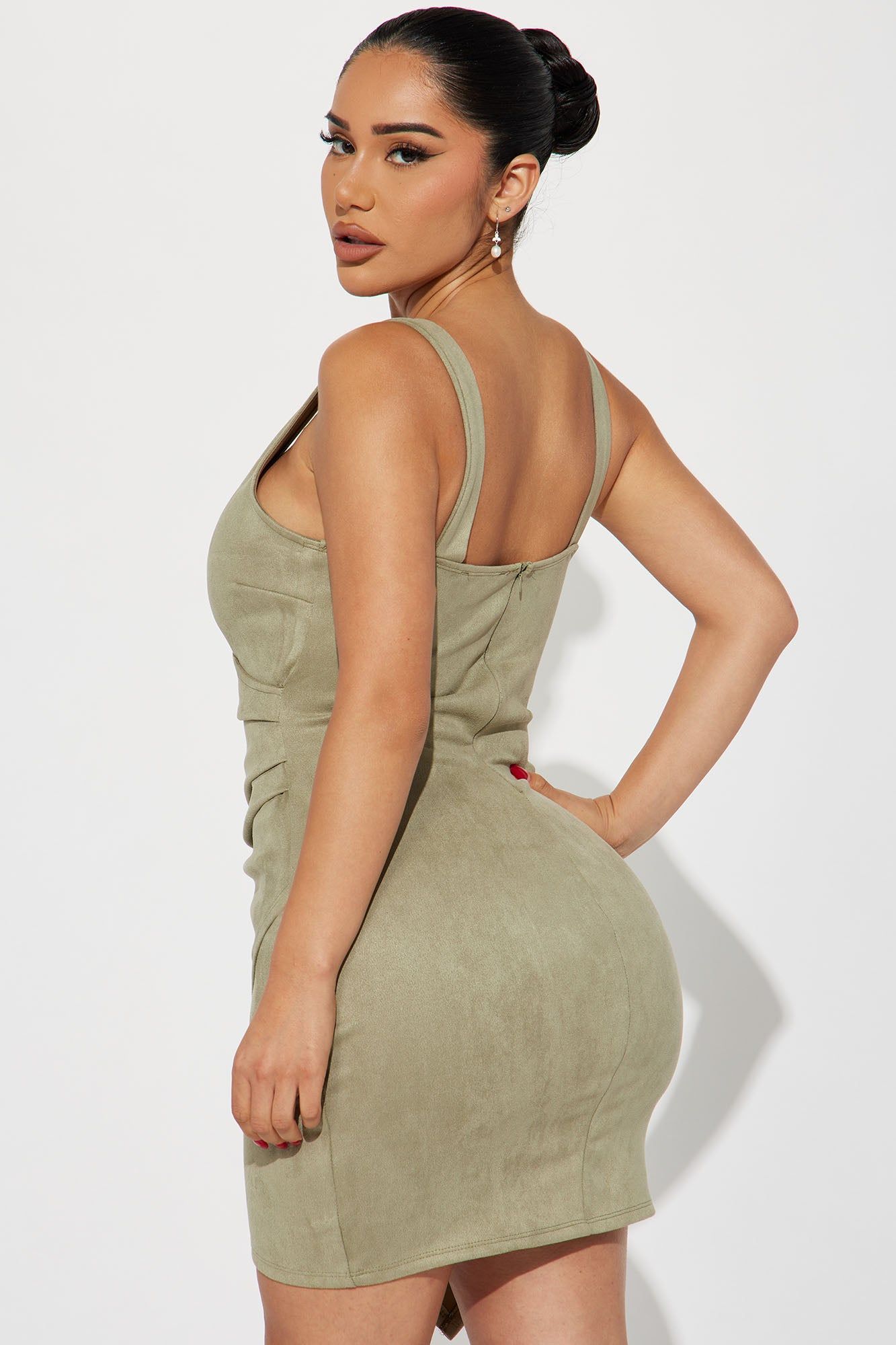 Natalie Ruched Mini Dress - Sage sold by Fashion Nova product image thumbnail 3