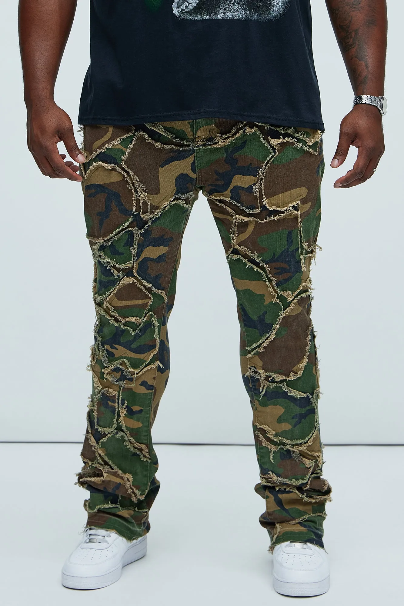 Fray All Ways Stacked Skinny Flare Pants - Camouflage sold by Fashion Nova product image thumbnail 5