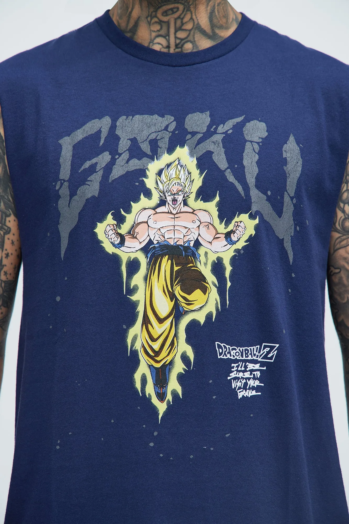 Dragon Ball Z Super Saiyan Goku Sleeveless Tee - Navy sold by Fashion Nova product image thumbnail 3