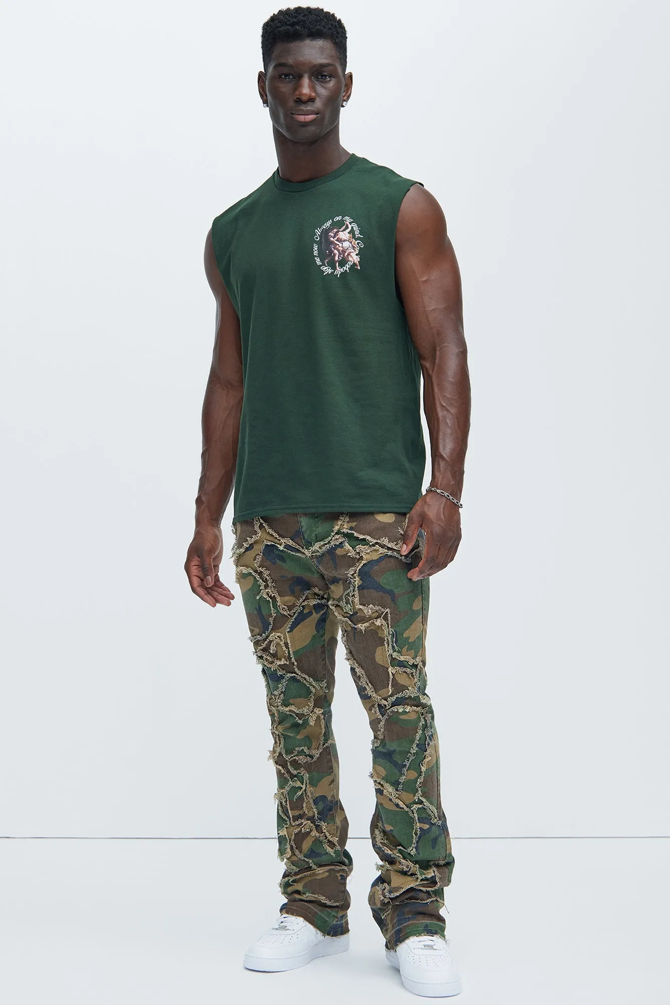 Fray All Ways Stacked Skinny Flare Pants - Camouflage sold by Fashion Nova product image thumbnail 2