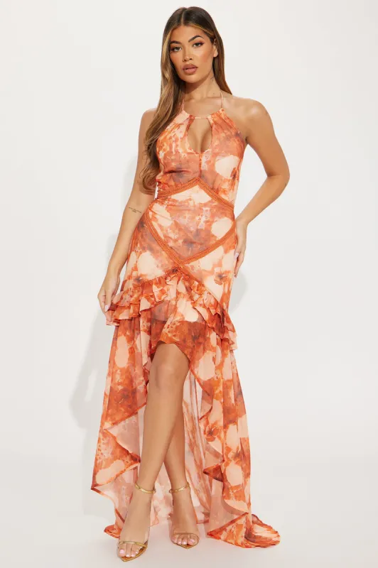 Daisy High Low Maxi Dress - Orange/combo sold by Fashion Nova
