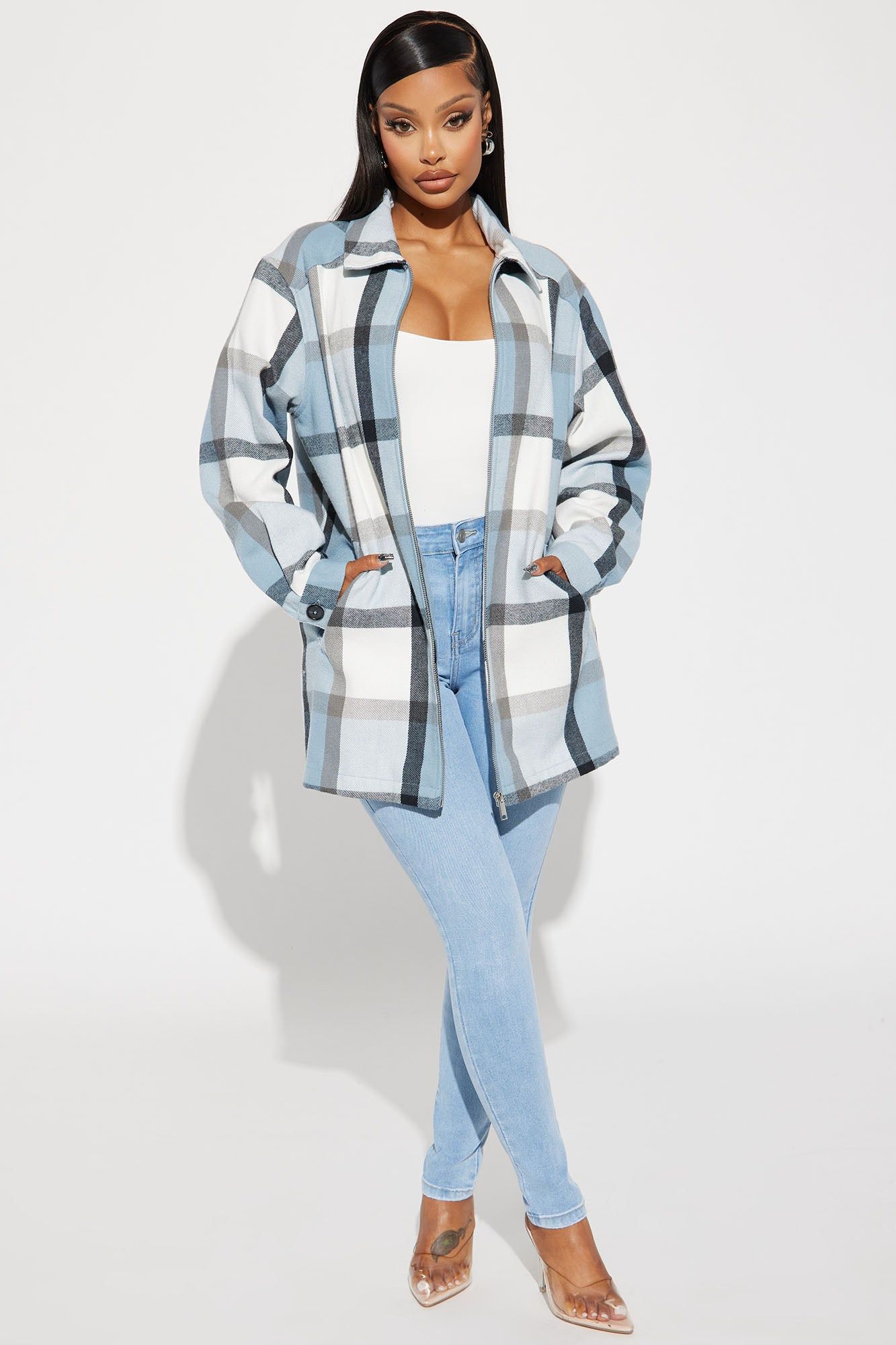 Check Mate Plaid Shacket - Blue/combo sold by Fashion Nova product image thumbnail 2