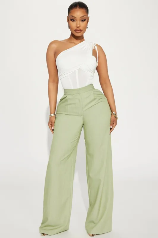 Stevie Wide Leg Trouser - Sage sold by Fashion Nova