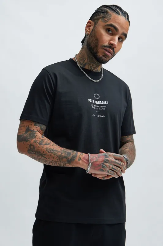 Palm Paradise Short Sleeve Tee - Black sold by Fashion Nova