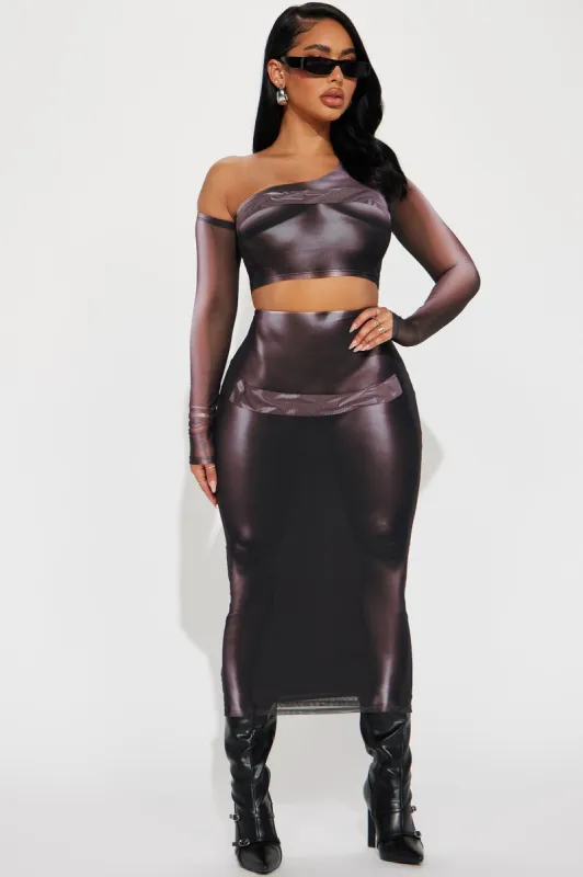 Focus On Me Mesh Skirt Set - Brown Combo sold by Fashion Nova
