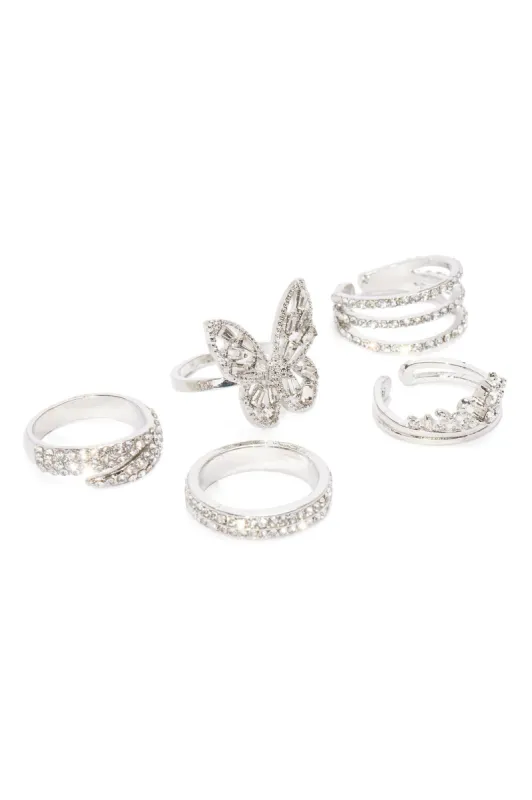 Queen Behavior 6 Piece Ring Set - Silver sold by Fashion Nova