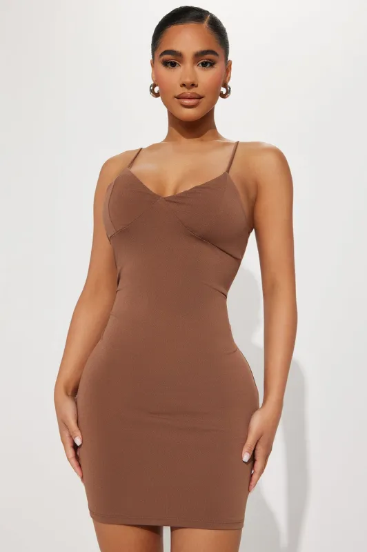 Weekends We Chill Bodycon Cami Midi Dress - Brown sold by Fashion Nova