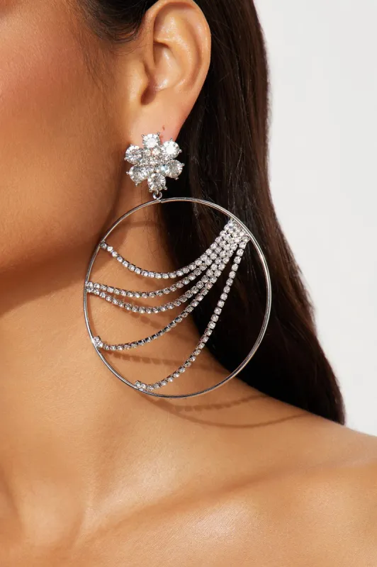 Parting Ways Rhinestone Earrings - Silver made by Fashion Nova