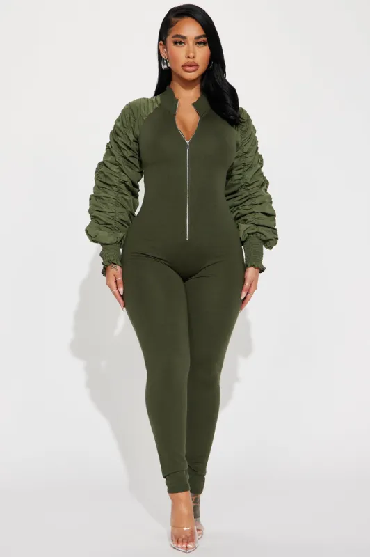 Lounge Destination Jumpsuit - Olive sold by Fashion Nova