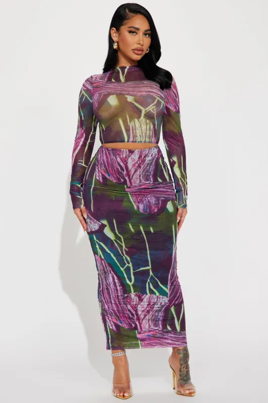 Perfect Gem Mesh Skirt Set - Magenta sold by Fashion Nova