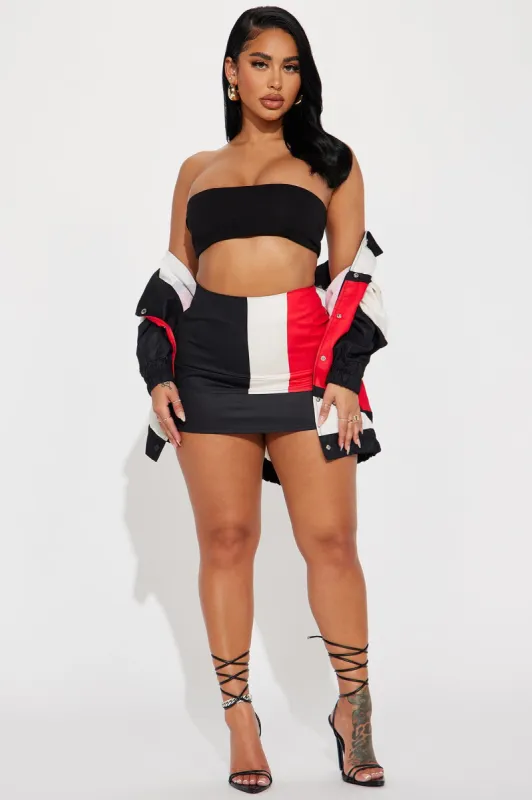 Rain Over Me Mini Skirt Set - Red/combo sold by Fashion Nova