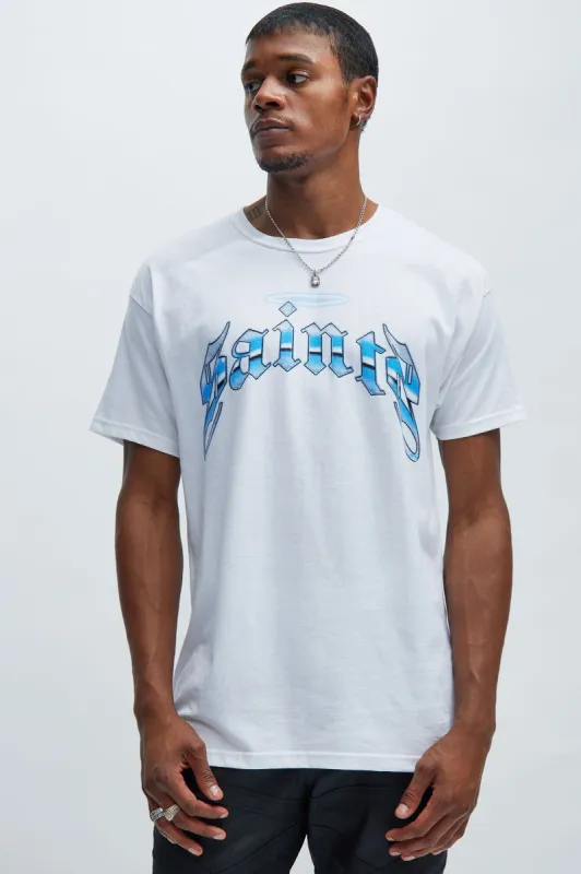 Chrome Saints Short Sleeve Tee - White sold by Fashion Nova