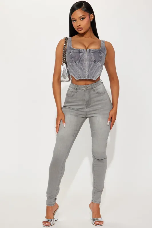 Tall Audrey High Rise Stretch Skinny Jeans - Grey sold by Fashion Nova