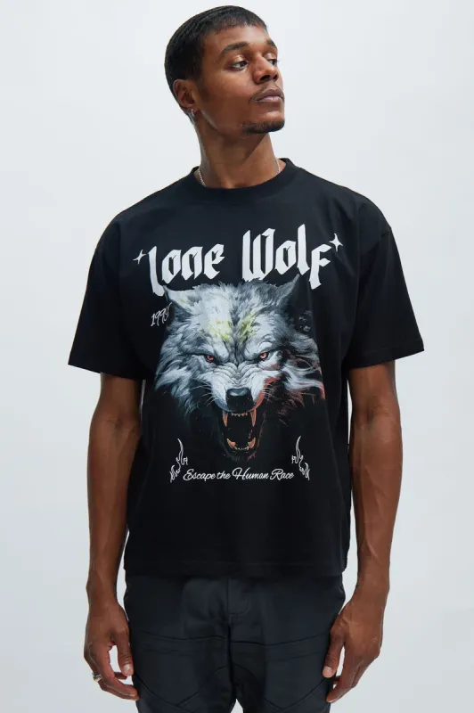 Lone Wolf Boxy Short Sleeve Tee - Black sold by Fashion Nova