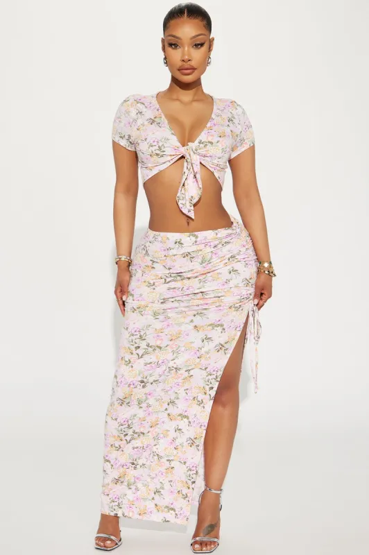 Samera Floral Skirt Set - Pink/combo sold by Fashion Nova