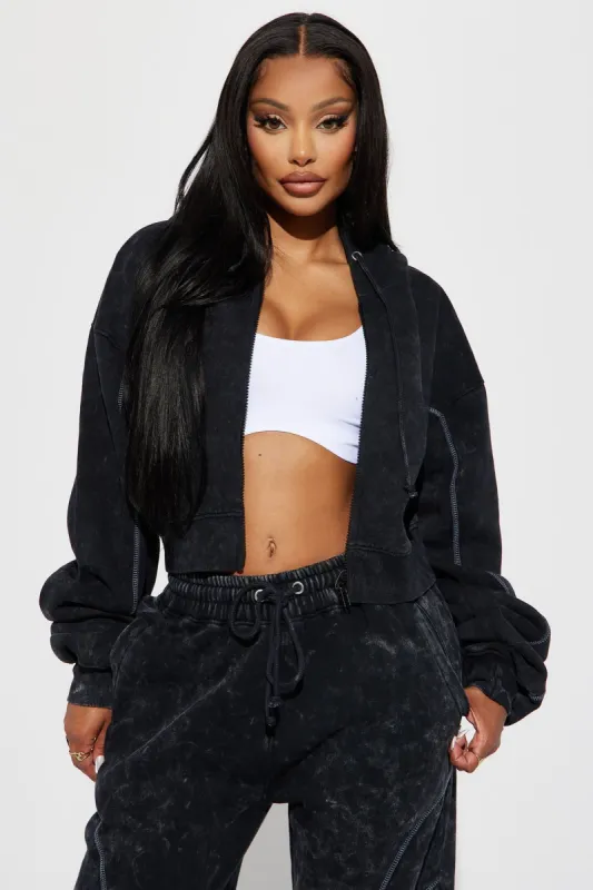 Norah Washed Lounge Hoodie - Black made by Fashion Nova