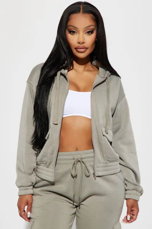 Ciara Fleece Lounge Hoodie - Olive made by Fashion Nova