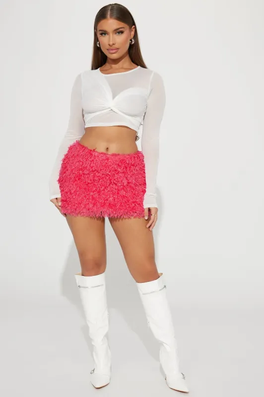 So Fly Feather Micro Mini Skirt - Hot Pink sold by Fashion Nova