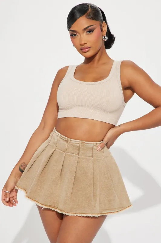 Stella Washed Crop Top - Khaki sold by Fashion Nova