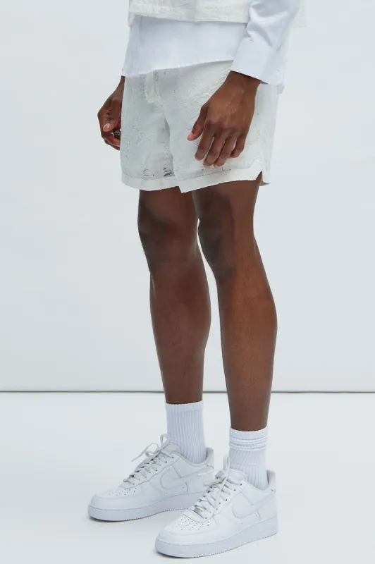 Mirage Textured Warmup Shorts - White sold by Fashion Nova