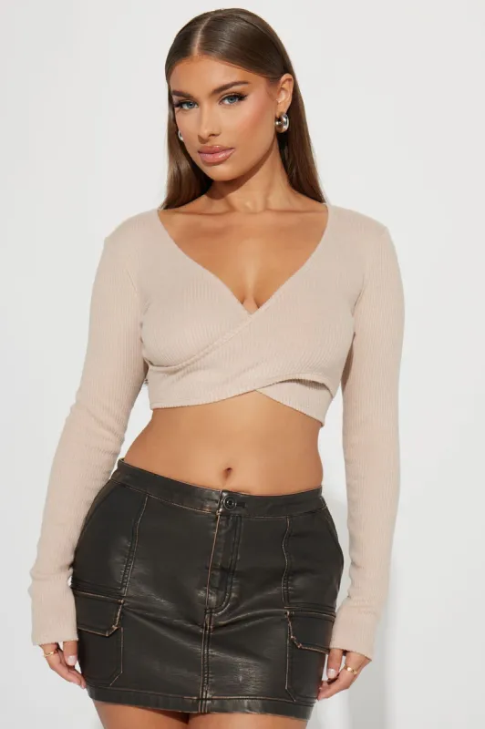 After Brunch Crop Top - Beige sold by Fashion Nova