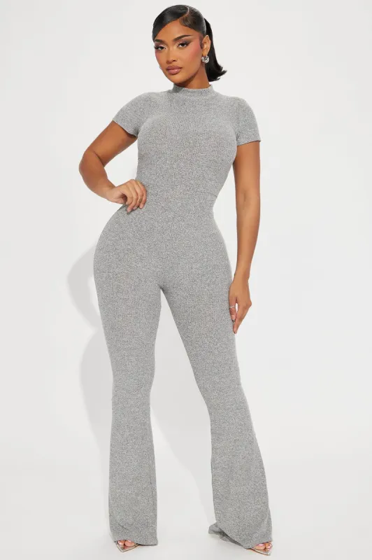 This Love Jumpsuit - Heather Grey sold by Fashion Nova