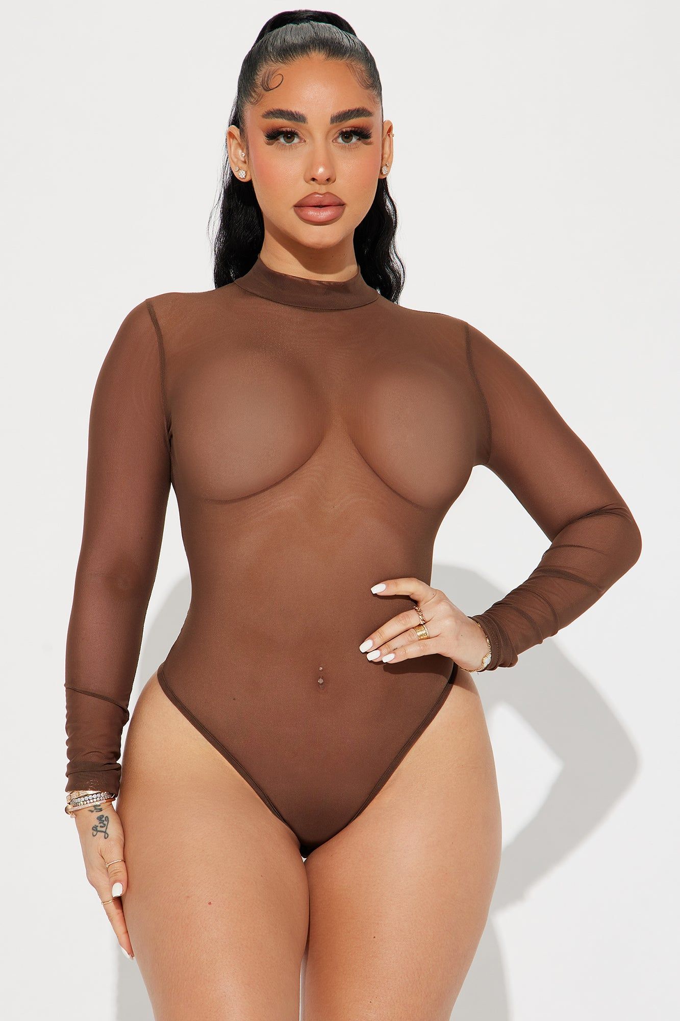 Marley Mesh Bodysuit - Chocolate sold by Fashion Nova